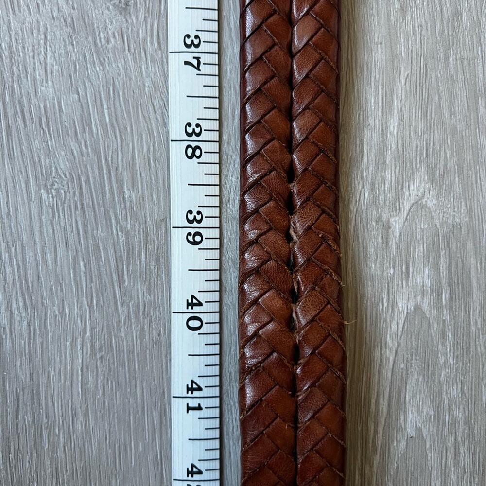 Coach Men's Braided Brown Leather Belt size 36 silver buckle - Picture 7 of 9